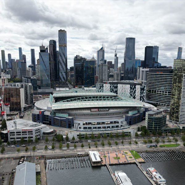 Docklands in melbourne with CBD in the background